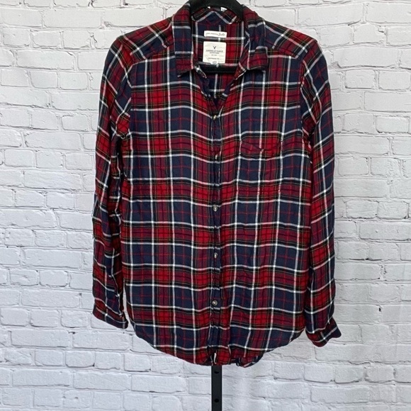American Eagle Plaid Ahh-mazingly Soft Boy Flannel Size Medium - Picture 1 of 4